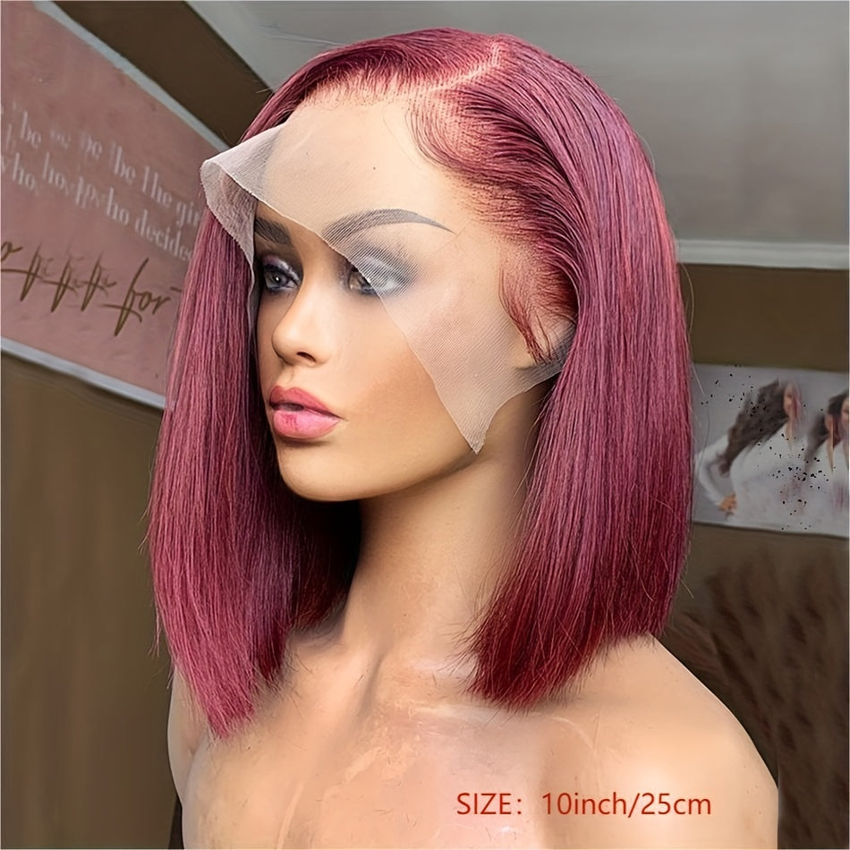 13x4 Lace Front Human Hair Wig - 180% Density Short Straight Bob Cut with Natural Hairline and Baby Hair - Natural Look and Feel