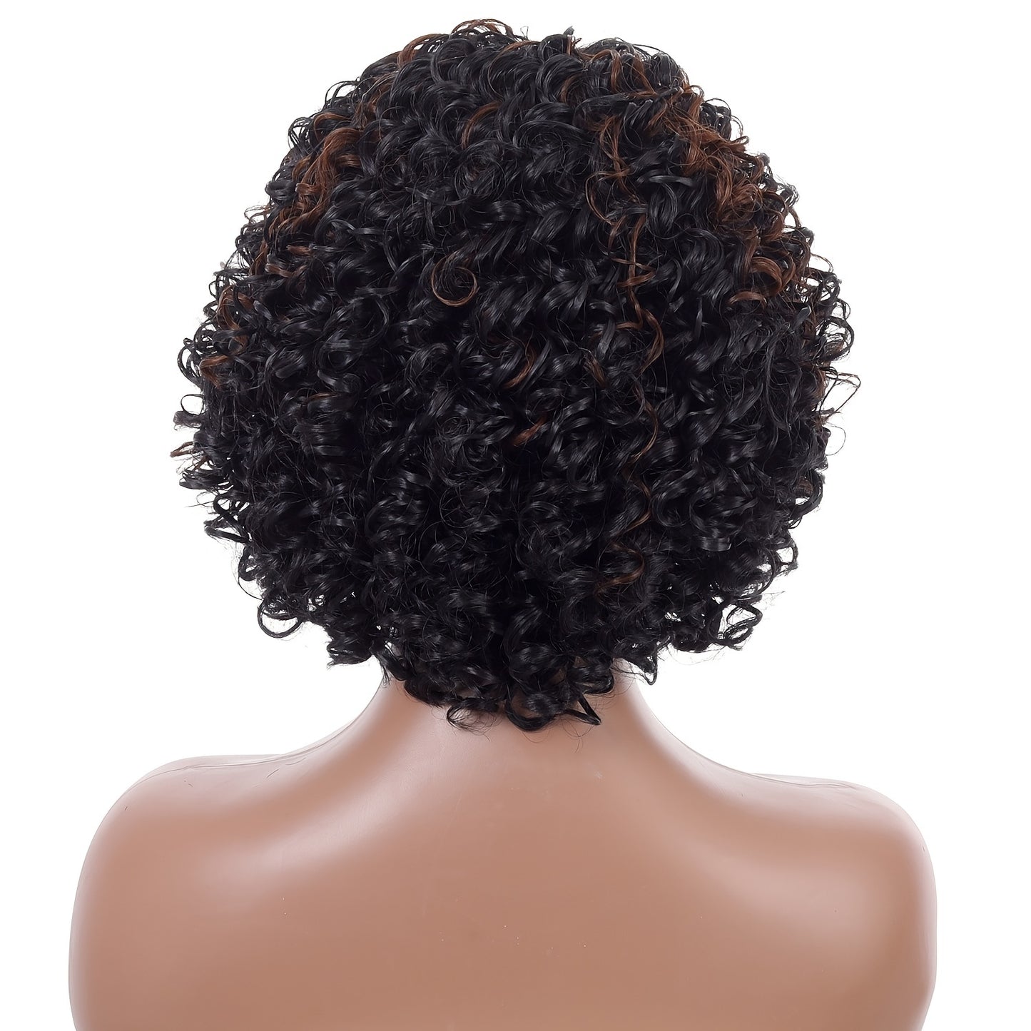 12 Inch Brown Black Mixed Short Curly Hair Wigs Synthetic Fiber Hair Replacement Wigs Heat Resistant Fiber Wigs For Women