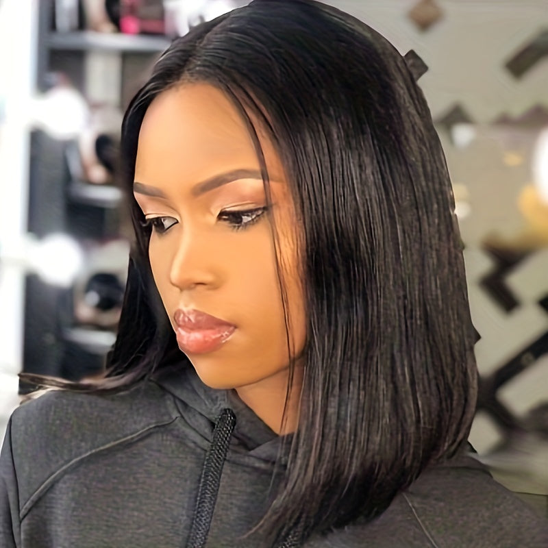 Bob Wig Human Hair Straight 10 Inch 13X4 Lace Front Wig Human Hair 180% Density Short Straight Frontal Bob Wig 13x4 Transparent Lace Frontal Wig Pre Plucked With Baby Hair Free Part Natural Color