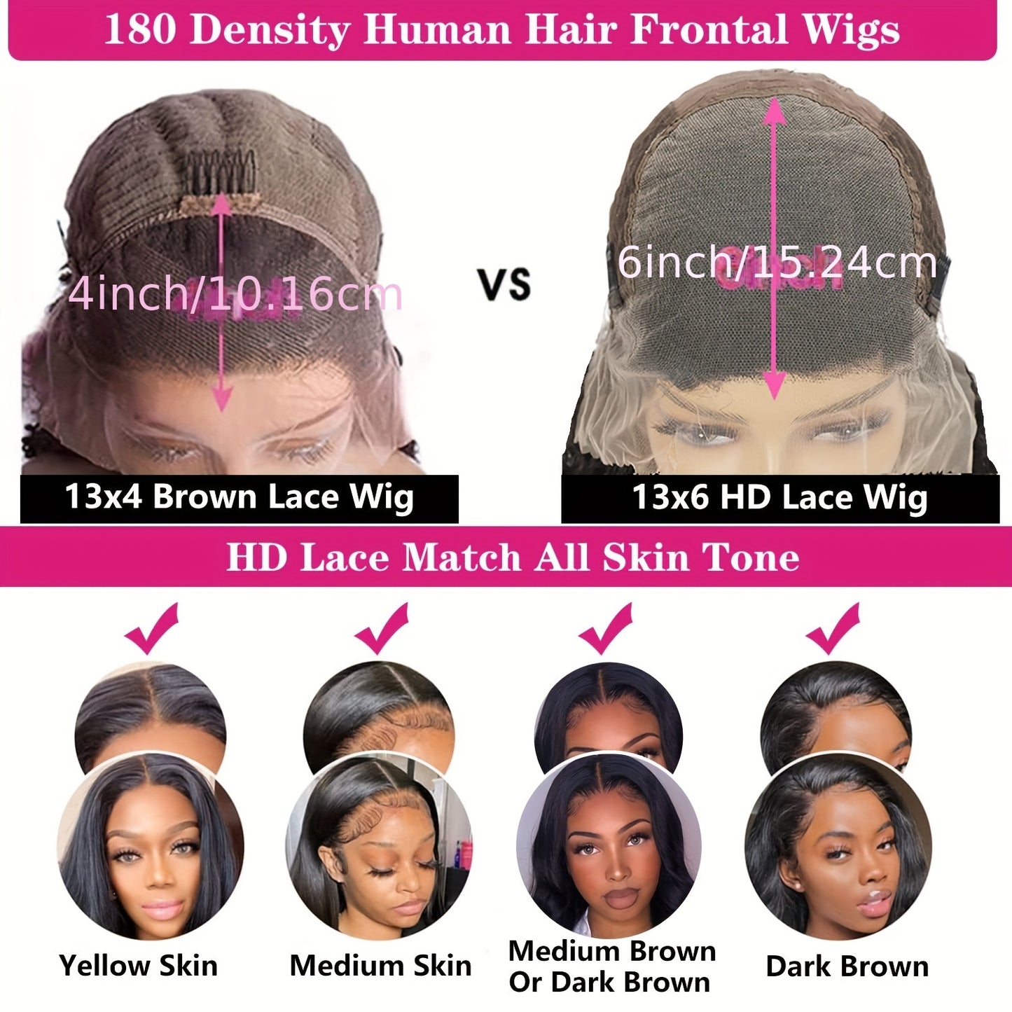 13x6 Lace Front Wigs Human Hair 180% Density HD Transparent Straight Lace Front Human Hair Wigs For Women