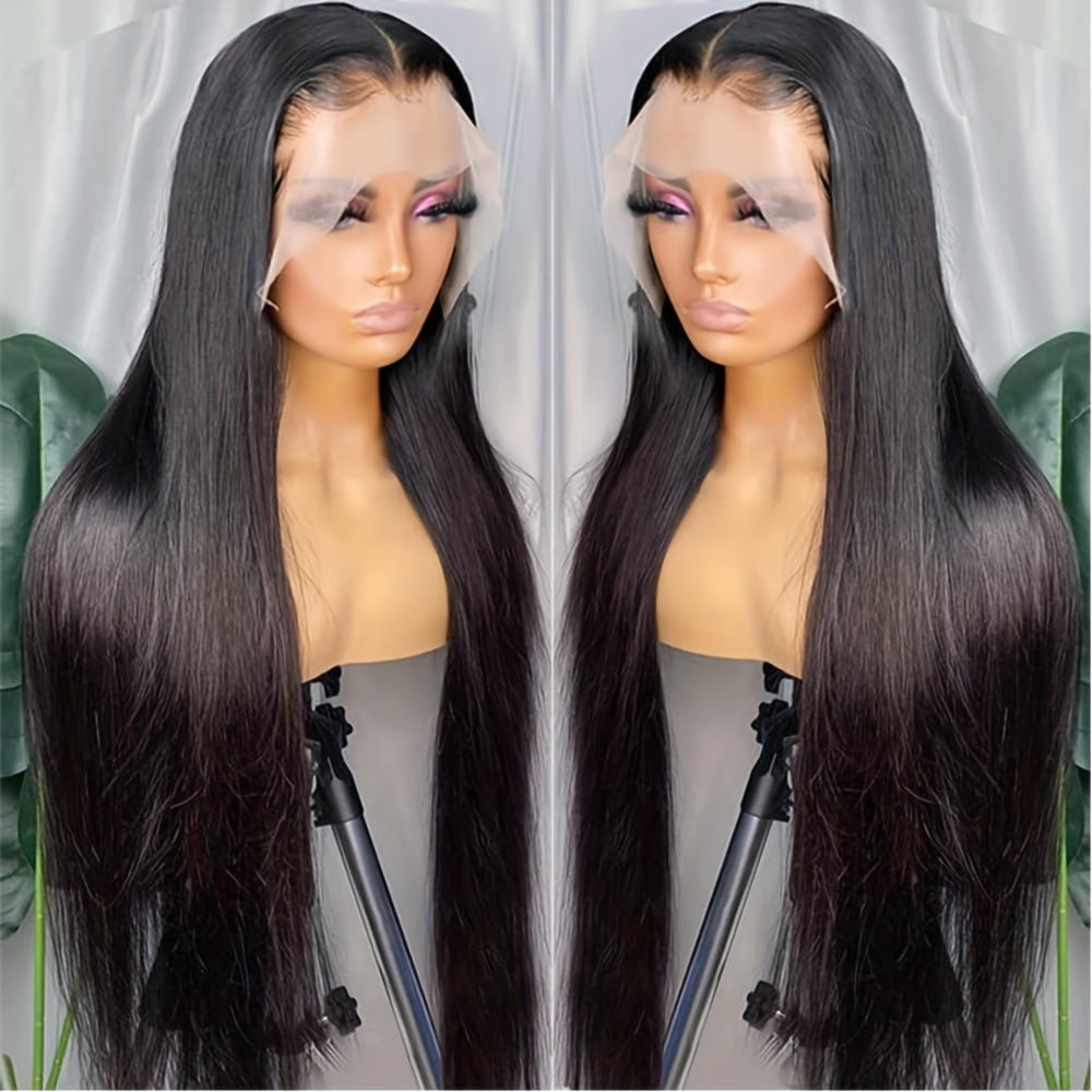 13x6 Lace Front Wigs Human Hair 180% Density HD Transparent Straight Lace Front Human Hair Wigs For Women