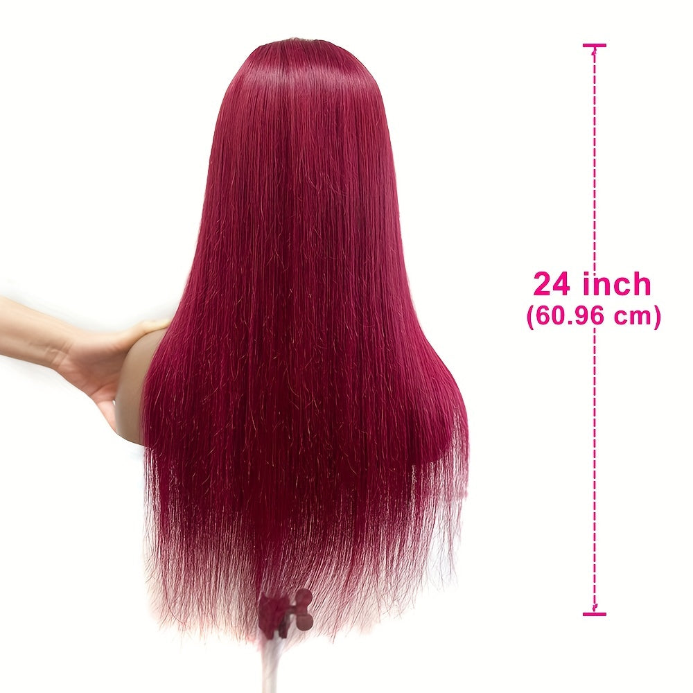 13x4 HD Straight Lace Front Wigs Human Hair 99J Burgundy Colored Lace Front Human Hair Wigs Pre Plucked Wine Red Wigs For Women Human Hair Straight Red Lace Front Wigs With Baby Hair 180% Density 100% Virgin Human Hair Wigs For Women