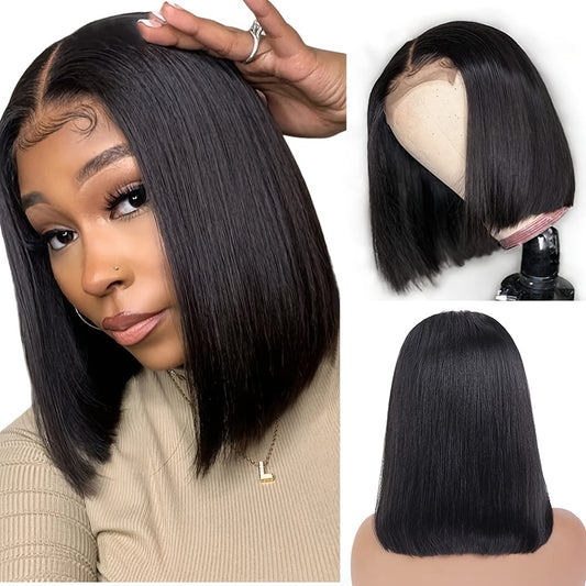 Straight Lace Front Wig Pre Plucked With Baby Hair Peruvian Remy Hair 4x4 Lace Closure Wigs For Women Human Hair Short Bob Wig