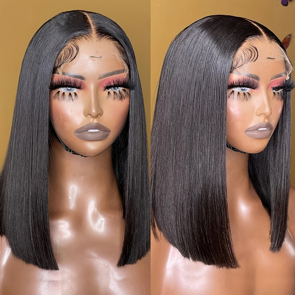 Straight Lace Front Wig Pre Plucked With Baby Hair Peruvian Remy Hair 4x4 Lace Closure Wigs For Women Human Hair Short Bob Wig